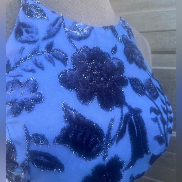 Y2K Satin Fairy Glitter Velvet Embroidered Halter Babydoll Slip Dress S Hoco - Picture 4 of 7